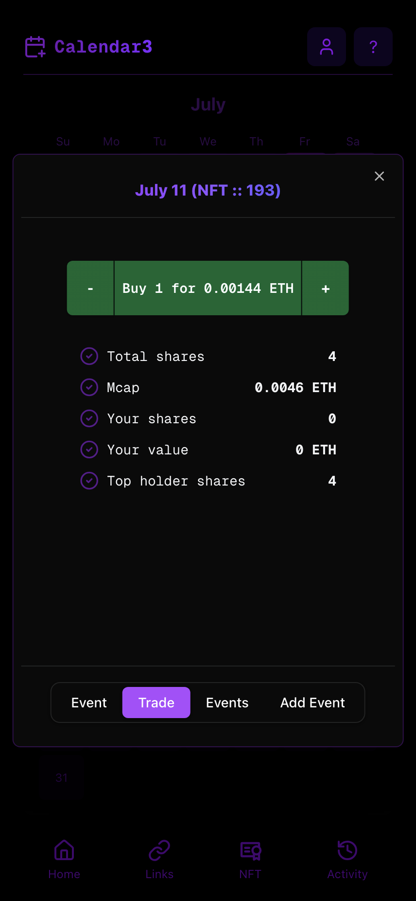 Calendar3 - Farcaster Mini Apps screenshot